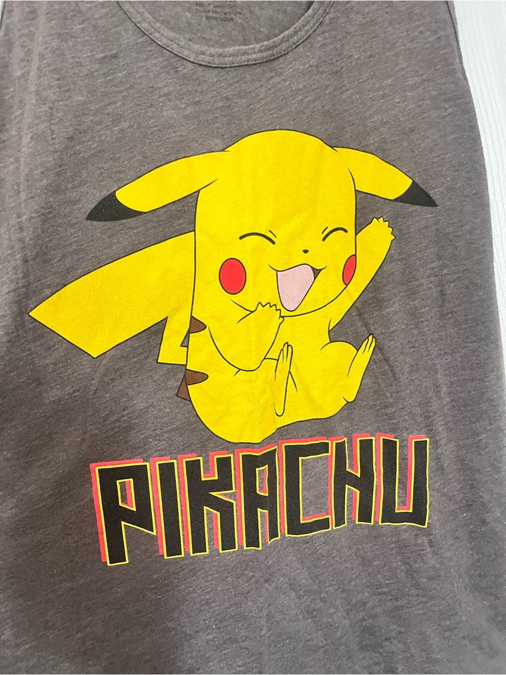 Mighty Fine Gray Pajama Top with Yellow Pikachu Graphic